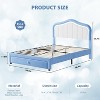 Twin Velvet Bed Frame with Glow Feature, Storage Drawer, Upholstered Headboard, No Box Spring, Blue - 2 of 4