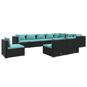 vidaXL Garden Lounge Set Black, Water blue - 1 of 4