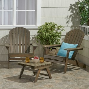 GDFStudio Cartagena Outdoor Acacia Wood 3 Piece Adirondack Chair Chat Set - 1 of 4
