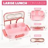 4-Compartment Bento Lunch Box for Adults, Drop-Proof & Dishwasher Safe, Pink - 2 of 4