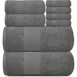 Resort Collection Soft Bath Towel Set 8 Piece, Smoke Grey - 1 of 4