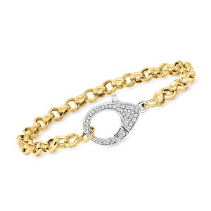 Ross-Simons Italian 0.50 ct. t.w. CZ Oversized Lobster Clasp Bracelet in 18kt Gold Over Sterling and Sterling Silver - 1 of 3