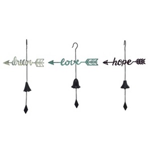 Transpac Metal Dream Hope Love Inspirational Hanging Chime Set of 3 Wall Decorations - 1 of 1