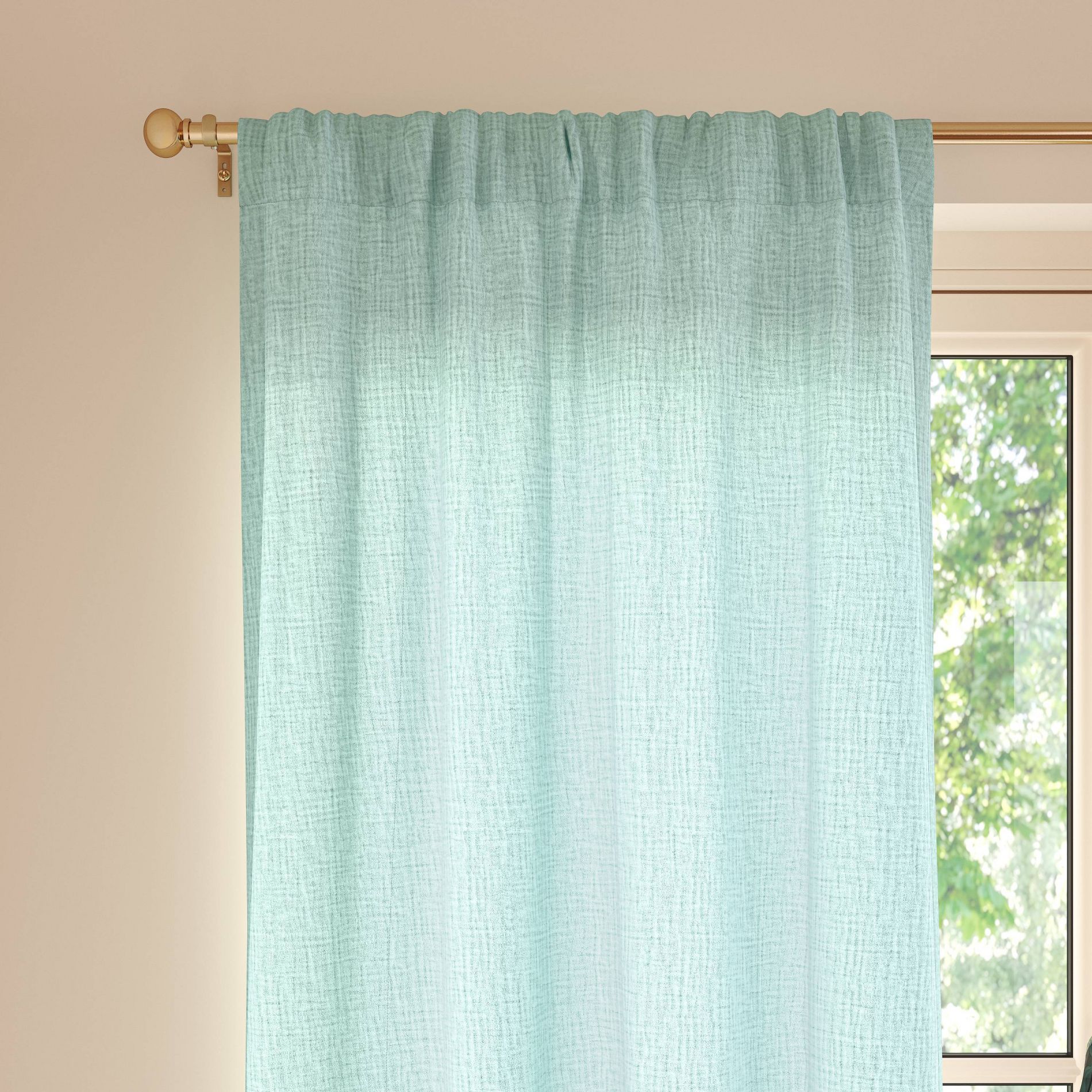 42"x84" Sheer Crinkled Gauze Matelassé Curtain Panel Blue - Room Essentials™