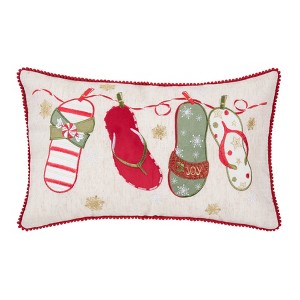 C&F Home Flip Flop Christmas Pillow - 1 of 4