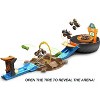 Hot Wheels Monster Trucks Playset - Tire Case Transforms to Race Course with 3 Trucks & 4 Cars - 4 of 4
