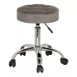 24.5" Nora Tufted Backless Adjustable Metal Vanity and Office Stool with Casters Gray - Hillsdale Furniture