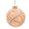 Kurt Adler 80MM Champagne and Pearl Peach Glitter Ball Ornaments, 6 Piece Set - 2 of 4