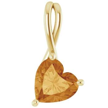 Pompeii3 2ct Citrine  Women's Heart Pendant in 14k Gold Necklace 6mm Tall