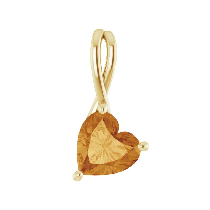 Pompeii3 2ct Citrine  Women's Heart Pendant in 14k Gold Necklace 6mm Tall, 1 of 5