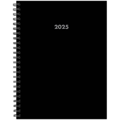 Willow Creek Press Basic Black 2025 6.5"x8.5" Softcvr Weekly Planner: Spiral Binding, Paper, January-December, All Ages