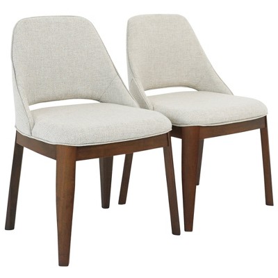 Vynxaria Beige Linen Dining Chairs - Set of 2 for Classic Sophistication