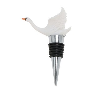 Unique Bargains Swan with Crown (Eyes Closed) Aluminum Alloy TPE White Black Silver Tone 1 Pc - 1 of 3