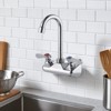 WOWOW 4 in. Center Wall Mount Commercial Double Handle Standard Kitchen Faucet in Polished Chrome - 2 of 4