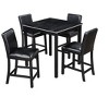 5-Piece Counter Height Dining Set: Square Wood Table, 4 Upholstered Chairs with Crystal Decor, Ideal for Kitchen - 4 of 4