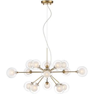 Antique Brass 30" Sputnik Chandelier with Frosted Glass Shades