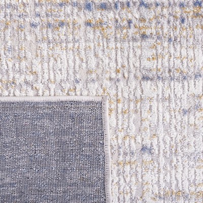 Beige and Light Blue Hand-Knotted Synthetic Rug