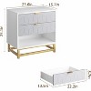 White 3-Drawer Dresser for Bedroom, Modern Wood Chest with Golden Metal Legs, Storage Organizer for Clothes, Entryway or Hallway - 3 of 4