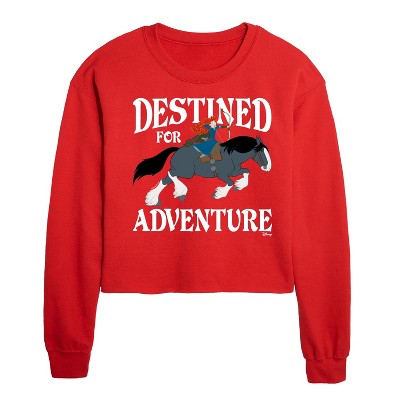 Disney Merida & Angus Destined for Adventure Cropped Long Sleeve Crew Neck Sweatshirt - Red - X-Large