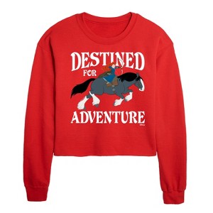 Disney Merida & Angus Destined for Adventure Cropped Long Sleeve Crew Neck Sweatshirt - Red - X-Large - 1 of 3