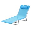 Resenkos Folding Chaise Lounge Pool Chairs, Outdoor Sun Tanning Chairs with Pillow, Reclining Back, Steel Frame & Breathable Mesh, Blue - 2 of 4