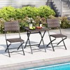 Costway 3 PCS Rattan Bistro Set with Wicker Seat & Tabletop for Backyard, Garden, Balcony - 4 of 4