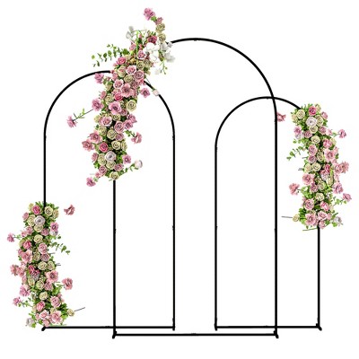 Outsunny Metal Arch Backdrop Stand Set of 3, 7/6.5/6 ft Wedding Arch Frame, Balloon Backdrop Arch Stand Set for Birthday Party