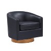TiramisuBest Midnight Blue Faux Leather Wood Base Barrel Swivel Chair - 3 of 4