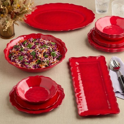 Certified International Red Crackle Melamine Dinnerware Collection