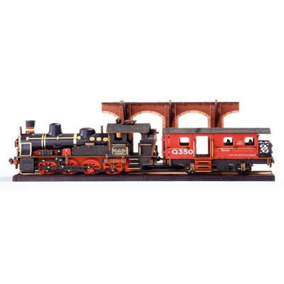 Robotime 3D Puzzles Steam Journey Train Vintage Car Kit Toy Xmas Gift for Boys and Girls, Multicolored, 12.32"*9.06"*2.36"
