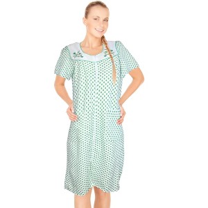 JEFFRICO House Dresses for Women with Pockets - Lightweight Breathable Short Sleeve Muumuu & Nightgowns - Zipper Front Housecoat and Dusters - 1 of 4