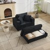 Hrinhom 43"W Corduroy Sofa Bed,Chaise Lounge Chair with Storage Ottoman +3 Pillows - 2 of 4