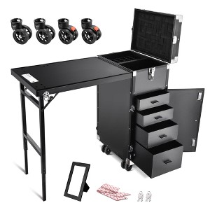 Byootique Aluminum Rolling Nail Table with 4 pcs Replacement Wheels Portable - 1 of 4