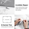 3 Pieces Reversible Striped Duvet Cover Set with Zipper Closure Bedding Set with 8 Corner Ties - 2 of 4