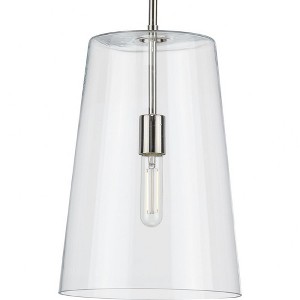 Progress Lighting Clarion 1-Light Pendant, Polished Nickel, Clear Glass Shade - 1 of 4