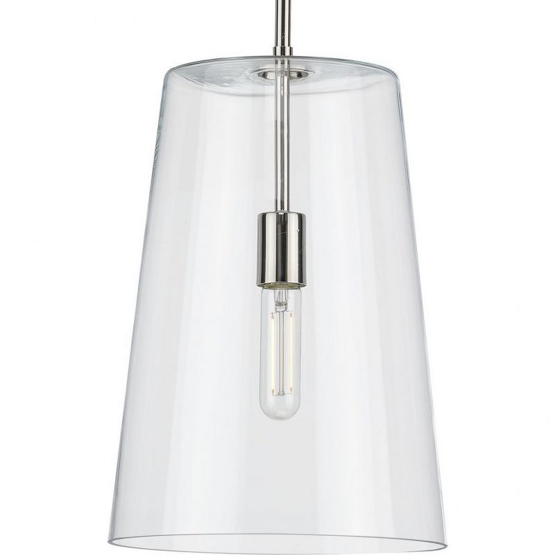 Progress Lighting Clarion 1-Light Pendant, Polished Nickel, Clear Glass Shade, 1 of 5