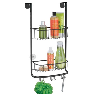 Mdesign Wide Metal Over Door Hanging Shower Caddy, 2 Hooks And Baskets :  Target