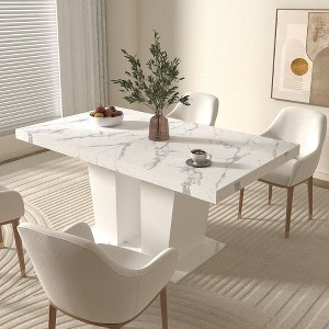 Okak 78.7IN Extendable Dining Table with Heavy Pedestal for 10 Person, Folding Table with Heavy Tabletop, Kitchen Table for Living Room - 1 of 4
