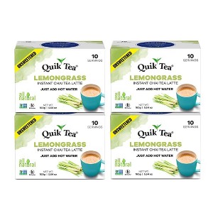 QuikTea Unsweetened Lemongrass Chai Latte (Packaging May Vary) 10 Count (Pack of 4) - Indian Tea - 1 of 4