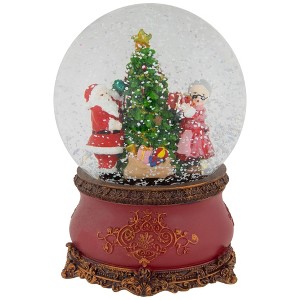Northlight Santa and Mrs. Claus Decorating Christmas Tree Musical Snow ...