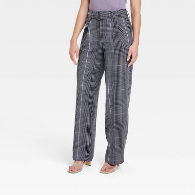 Women's High-Rise Relaxed Fit Straight Belted Trousers - A New Day™