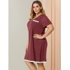 Agnes Orinda Women's Plus Size Pajamas Knit Lace Trim Polka Dots Short Sleeve Nightgowns - 4 of 4