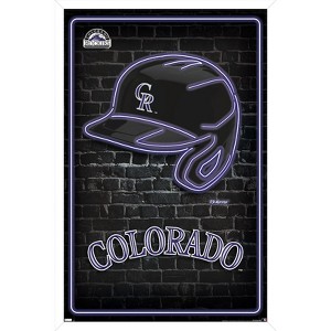 Trends International MLB Colorado Rockies - Neon Helmet 23 Framed Wall Poster Prints - 1 of 4