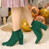 Perphy Women's Ruffle Round Toe Zippered Chunky High Heel Ankle Boots - 2 of 4