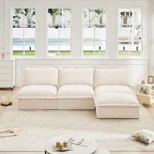 NicBex Couches for Living Room Single Deep Seat Sofa Couch Fabric Slip-covered Armchair with 1 Big Back Cushion and 2 Big Toss Pillows - 1 of 4
