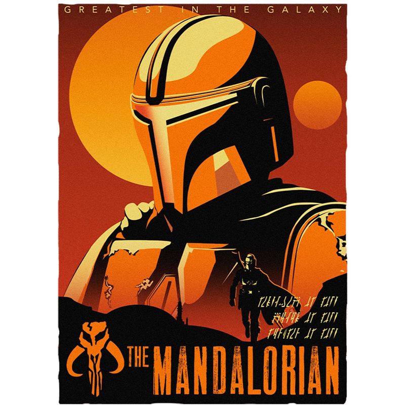 Men's Star Wars: The Mandalorian Din Djarin Sunset Poster Baseball Tee, 2 of 5