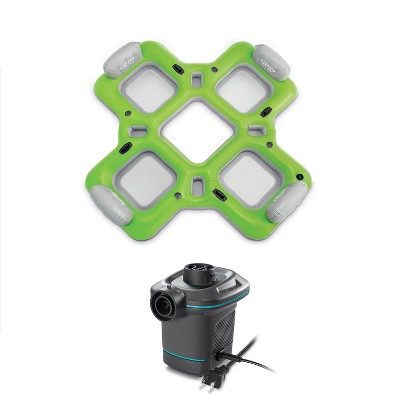 Intex Lounge Island Inflatable 4 Seat Pool Float Raft + AC Electric Air Pump