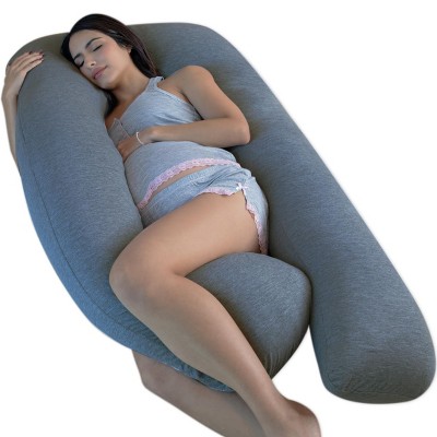 PharMeDoc Pregnancy Pillow, U-Shape Full Body Maternity Pillow (Solid Body)  - Dark Grey Cooling Cover