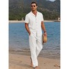 COOFANDY Men 2 Piece Linen Outfit Beach Button Down Shirt Casual Loose Pant Sets - 3 of 4