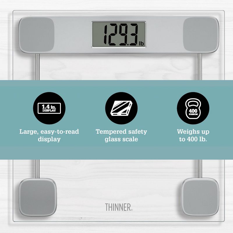 Clear Glass Weight Scale Silver - Thinner, 3 of 12